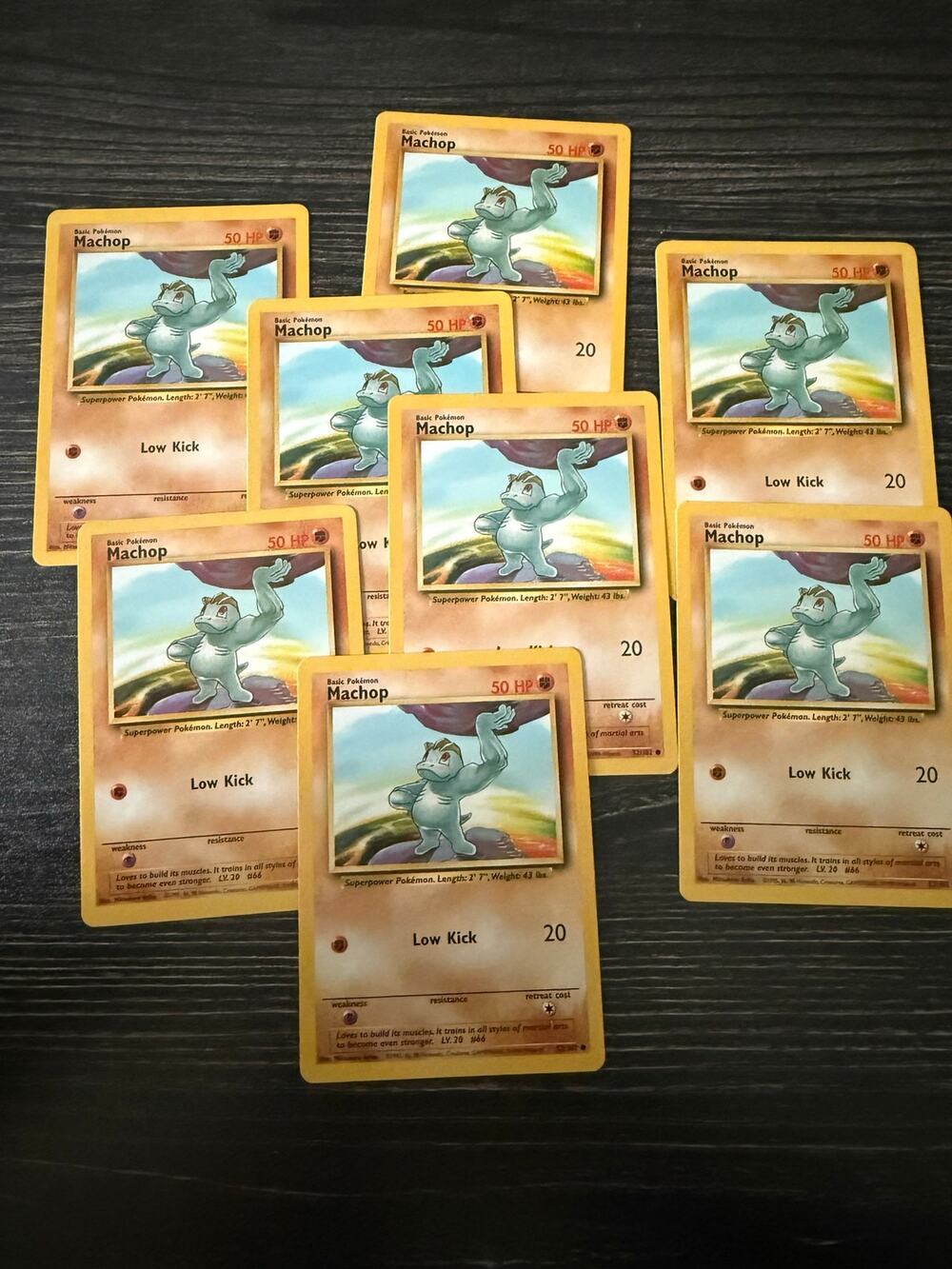 Vintage 1999 Pokémon Card Machop 52/102 Base Set Common WOTC Bundle (8)